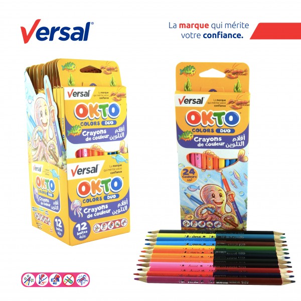Crayon De Couleur Triangulaire Duo 12 GM VERSAL Réf-114001